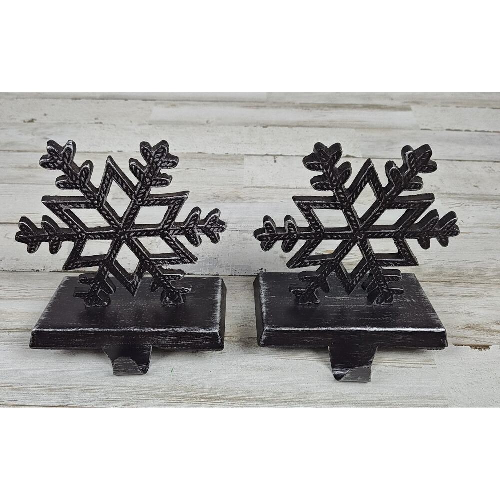 2 Metal Snowflake Stocking Holders/Hangers With Intricate Designs Unbranded